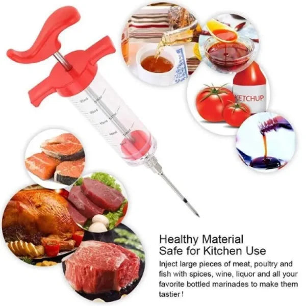 Meat Injector Stainless Steel Bbq Meat Marinade Flavor Seasoning Injector Needle (random Color) GlowTech Essentials