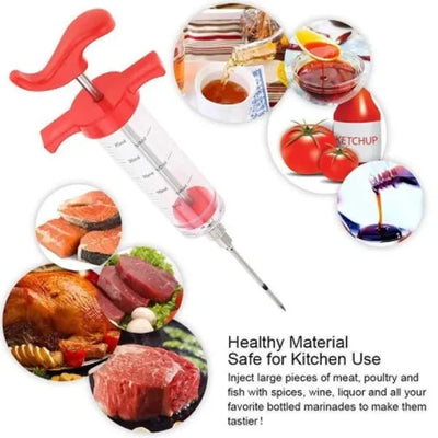 Meat Injector Stainless Steel Bbq Meat Marinade Flavor Seasoning Injector Needle (random Color) GlowTech Essentials
