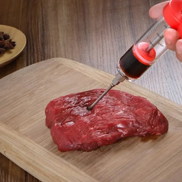 Meat Injector Stainless Steel Bbq Meat Marinade Flavor Seasoning Injector Needle (random Color) GlowTech Essentials