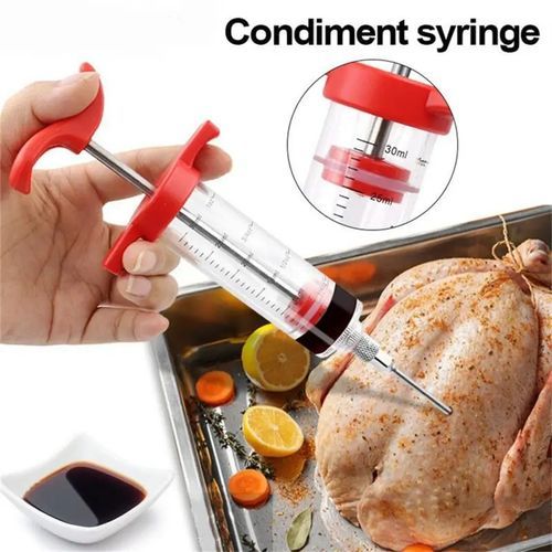 Meat Injector Stainless Steel Bbq Meat Marinade Flavor Seasoning Injector Needle (random Color) GlowTech Essentials